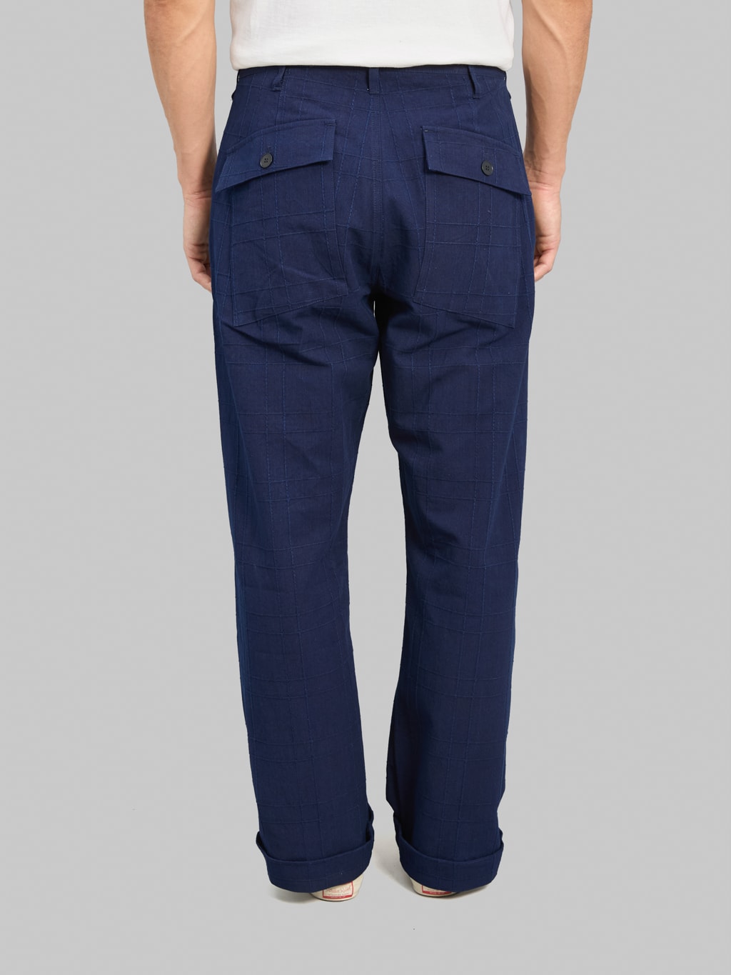 Samurai Jeans SJAP26-ARS Indigo Sashiko Lattice Trousers