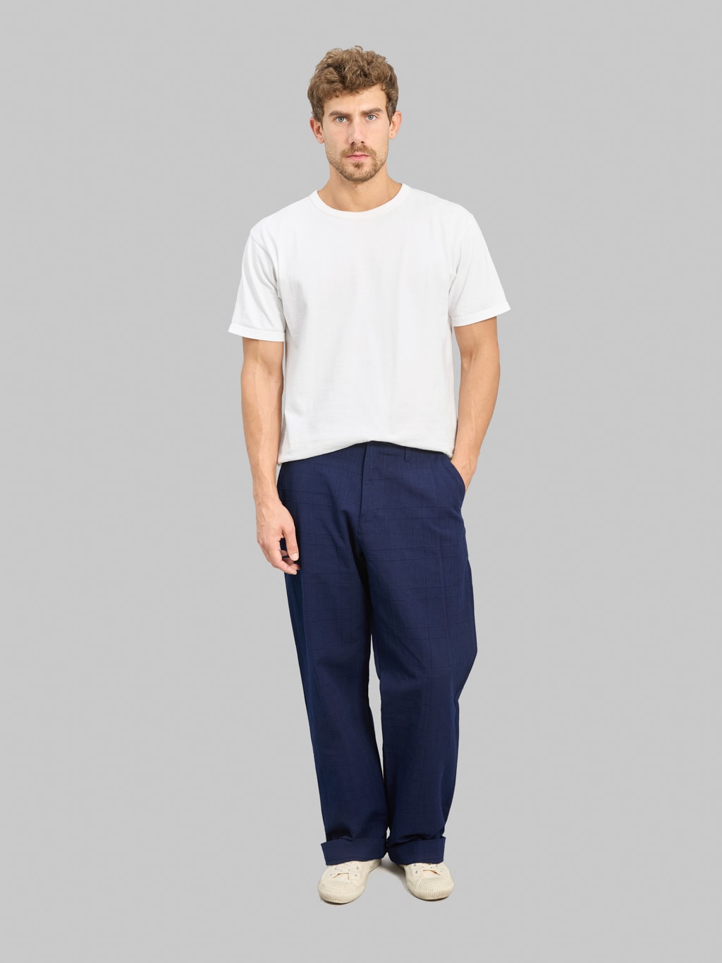 Samurai Jeans SJAP26-ARS Indigo Sashiko Lattice Trousers