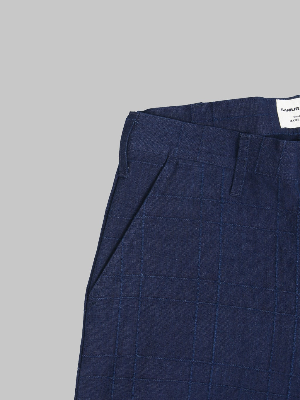 Samurai Jeans SJAP26-ARS Indigo Sashiko Lattice Trousers