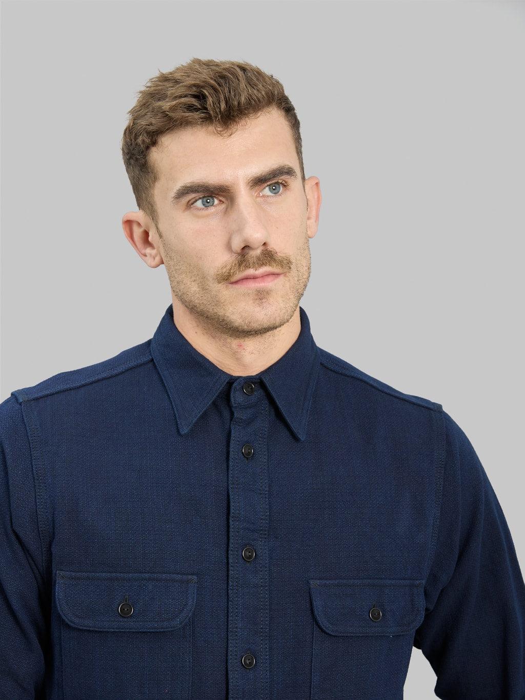 samurai jeans indigo spotted work shirt  chest