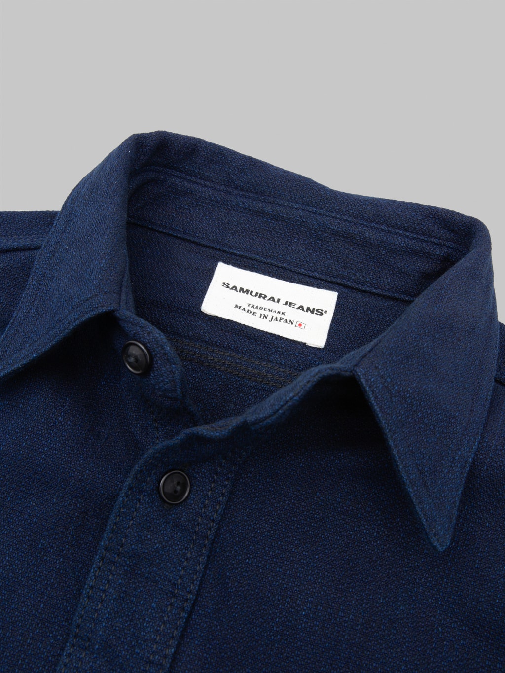 samurai jeans indigo spotted work shirt  collar