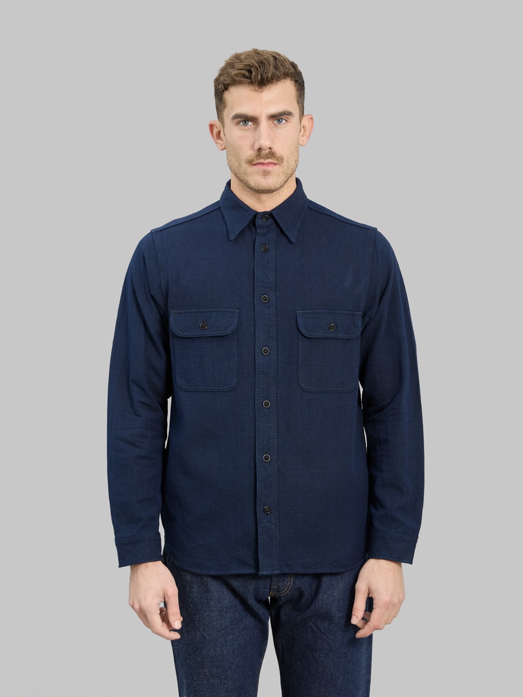 Samurai Jeans SAK24-01W Indigo Spotted Work Shirt