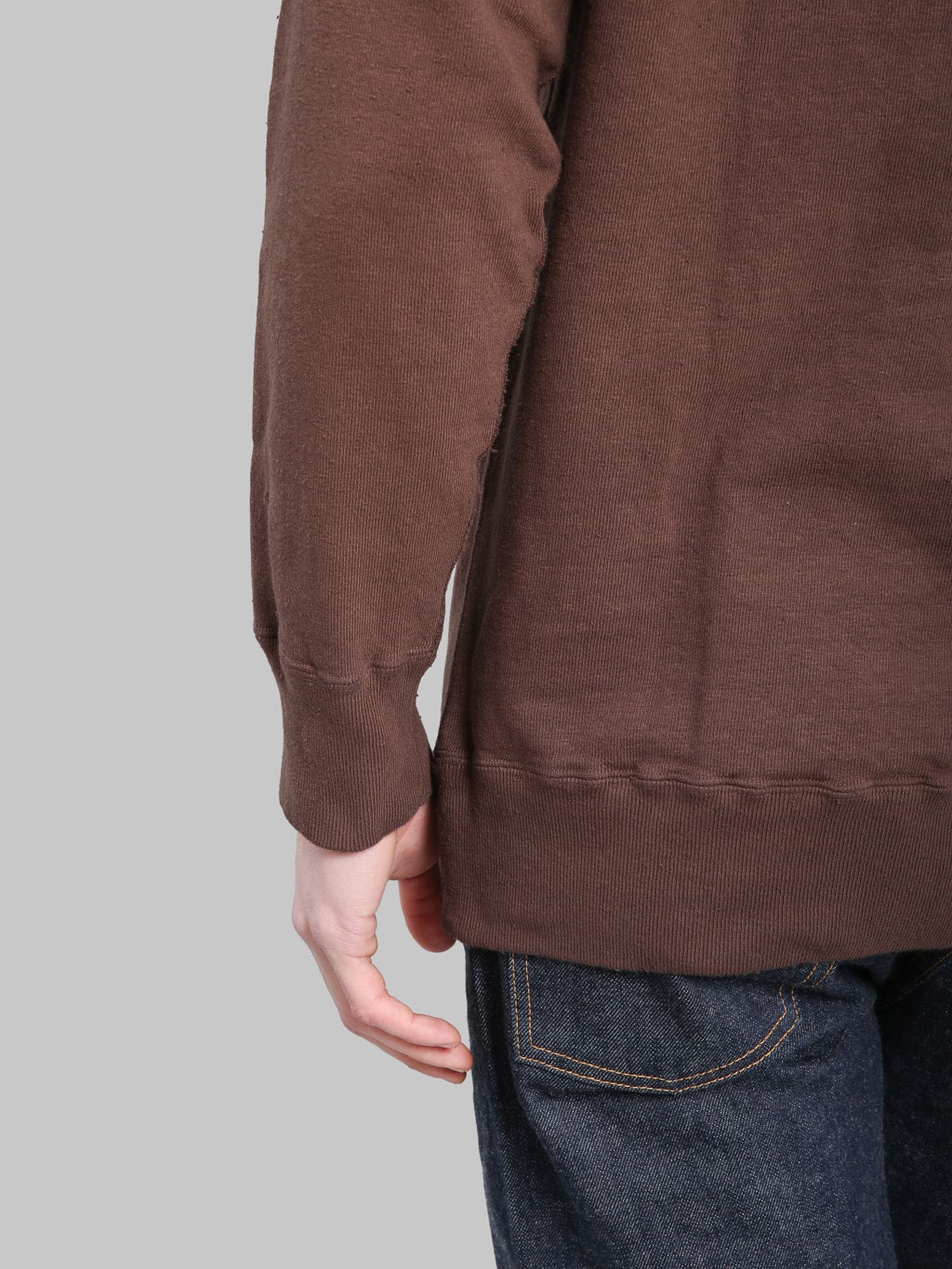 SAMURAI JEANS SWS-SC01 JAPANESE COTTON SWEATSHIRT DARK KURI hem