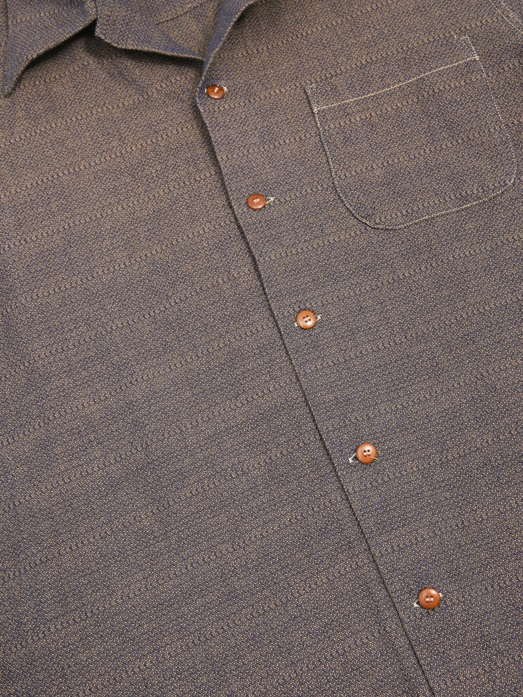 Samurai Jeans SOS26-KSK "Kanoko Aimadara" Open Collar Shirt Indigo Brown