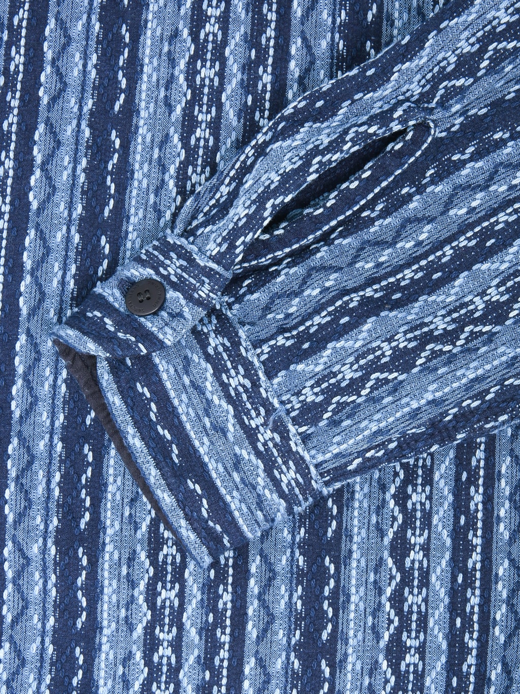 Samurai Jeans SSS25-SKSW Western Cut Natural Indigo Sahiko Stripe Shirt - Redcast Heritage Co.