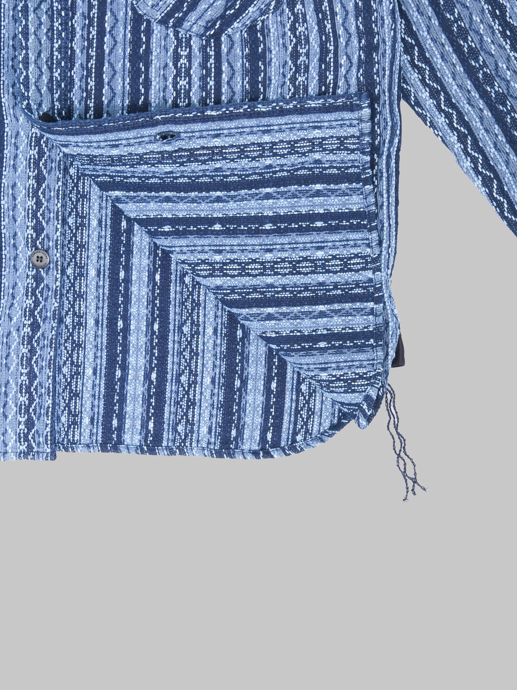 Samurai Jeans SSS25-SKSW Western Cut Natural Indigo Sahiko Stripe Shirt - Redcast Heritage Co.