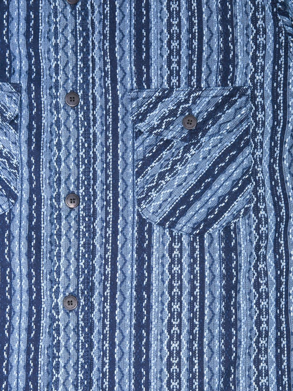 Samurai Jeans SSS25-SKSW Western Cut Natural Indigo Sahiko Stripe Shirt - Redcast Heritage Co.