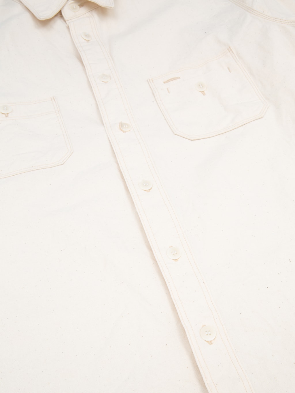 Samurai Jeans SJCBS25W Rain Selvedge Chambray Work Shirt Ecru  buttons