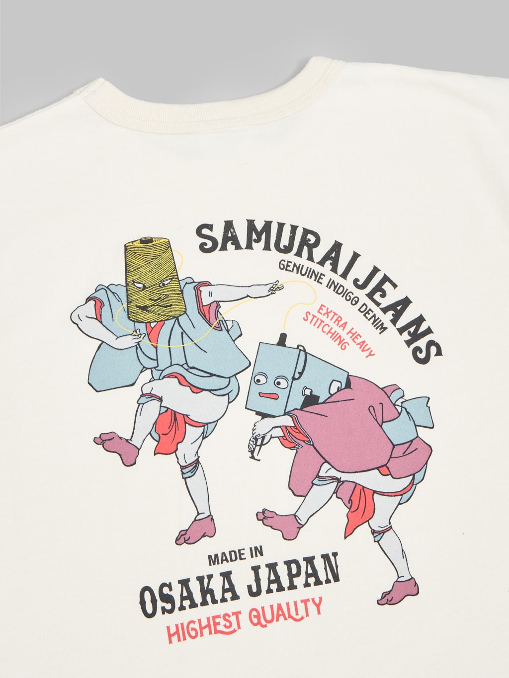samurai jeans ranji 2024 loopwheel inlay tshirt ivory back illustration