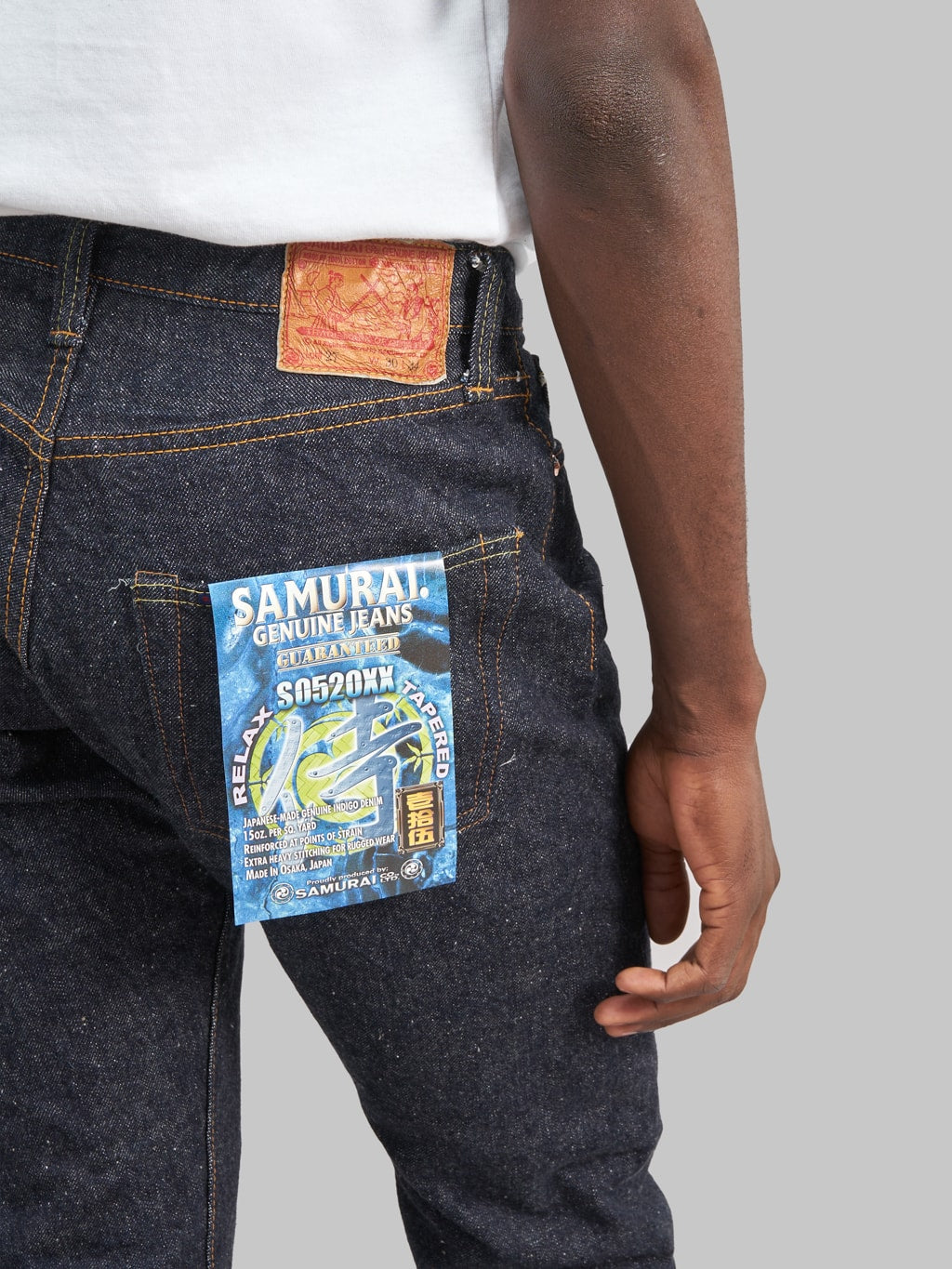 samurai jeans s0520xx otokogi 15oz relaxed tapered jeans pocket flasher