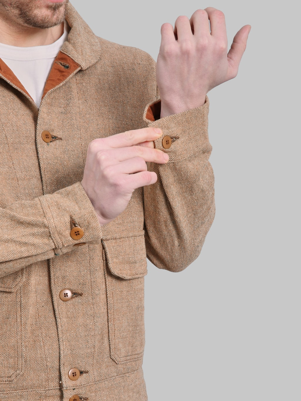 Samurai Jeans S100NAJ25 Elemental Flannel Jacket Beige - Redcast Heritage Co.