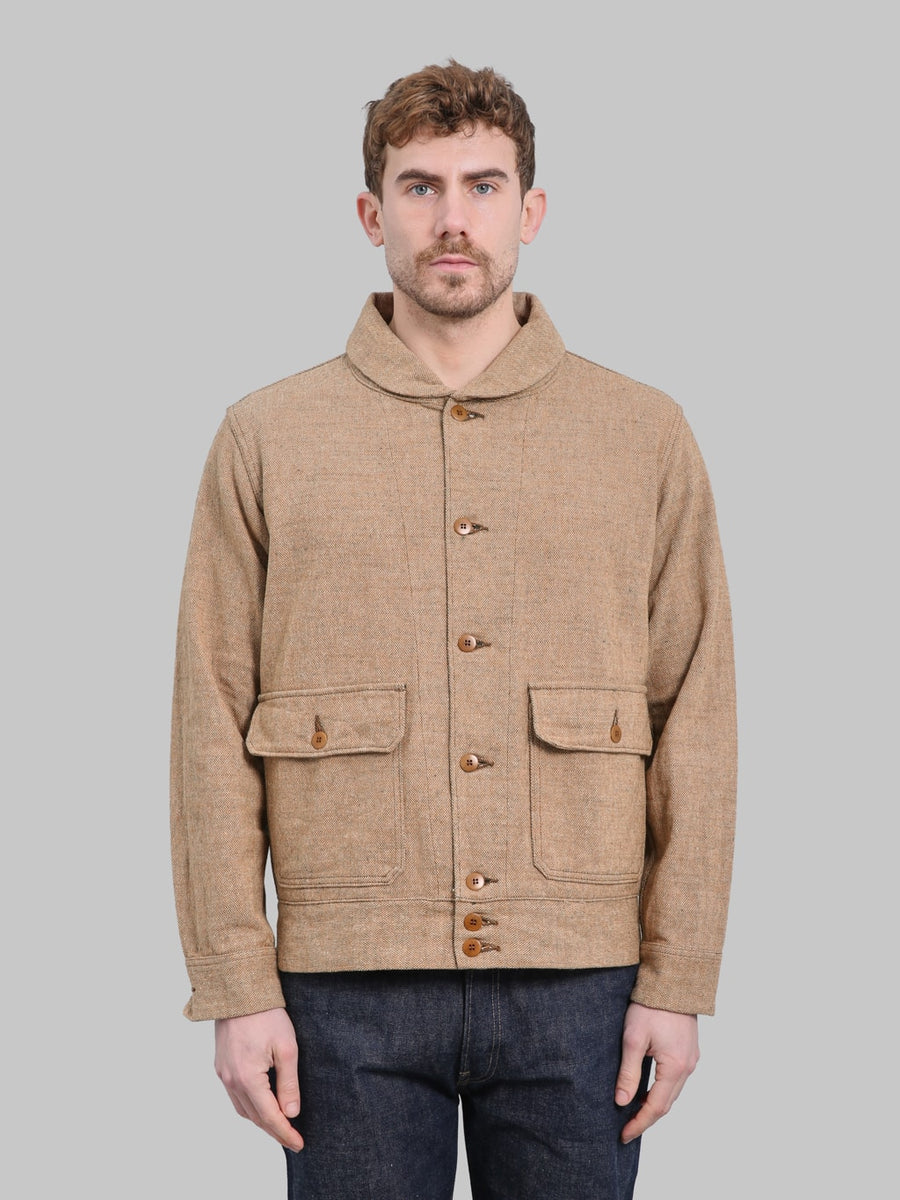 Samurai Jeans Elemental Flannel A-1 Jacket Beige | Made in Japan