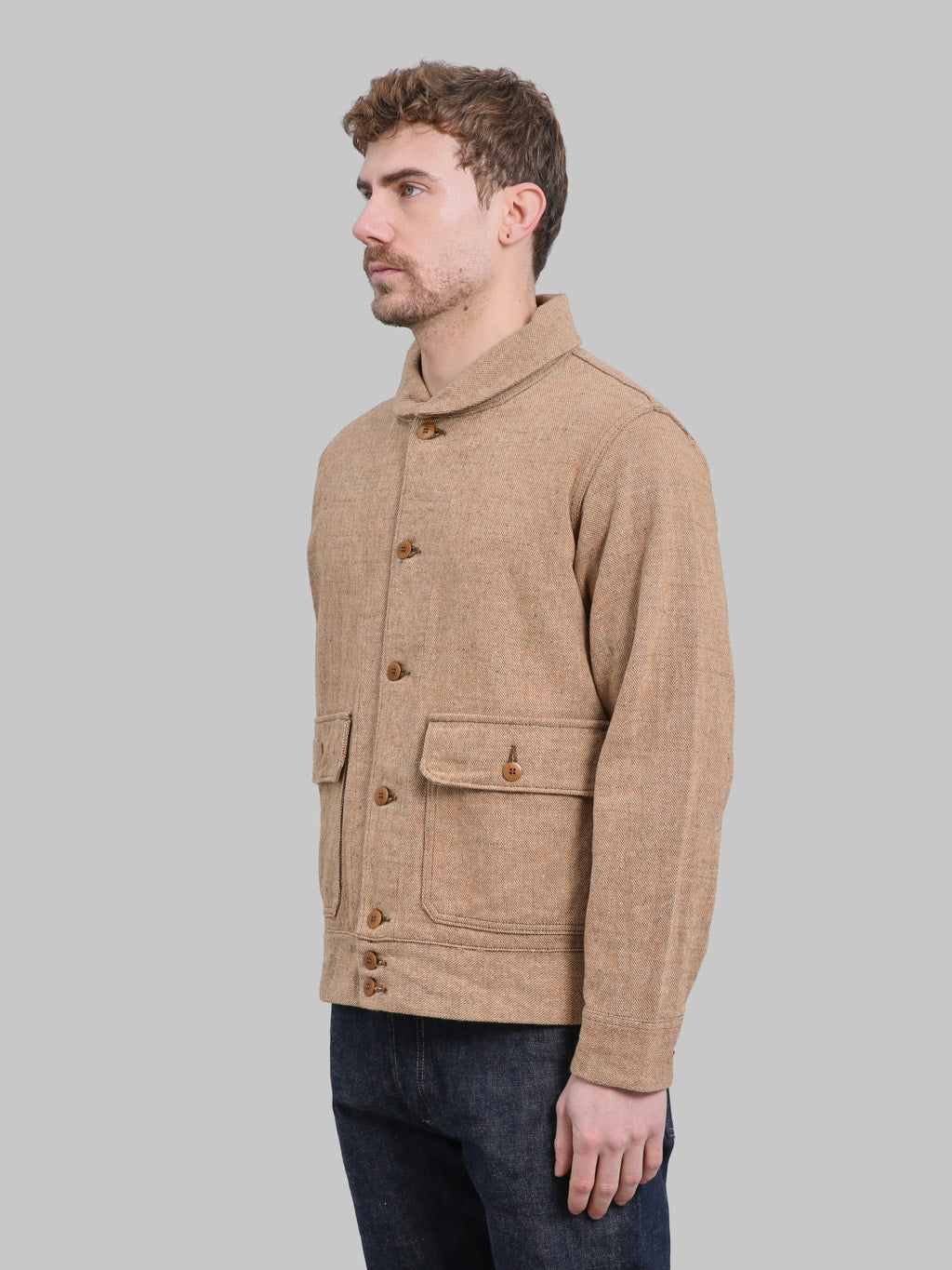 Samurai Jeans S100NAJ25 Elemental Flannel Jacket Beige - Redcast Heritage Co.