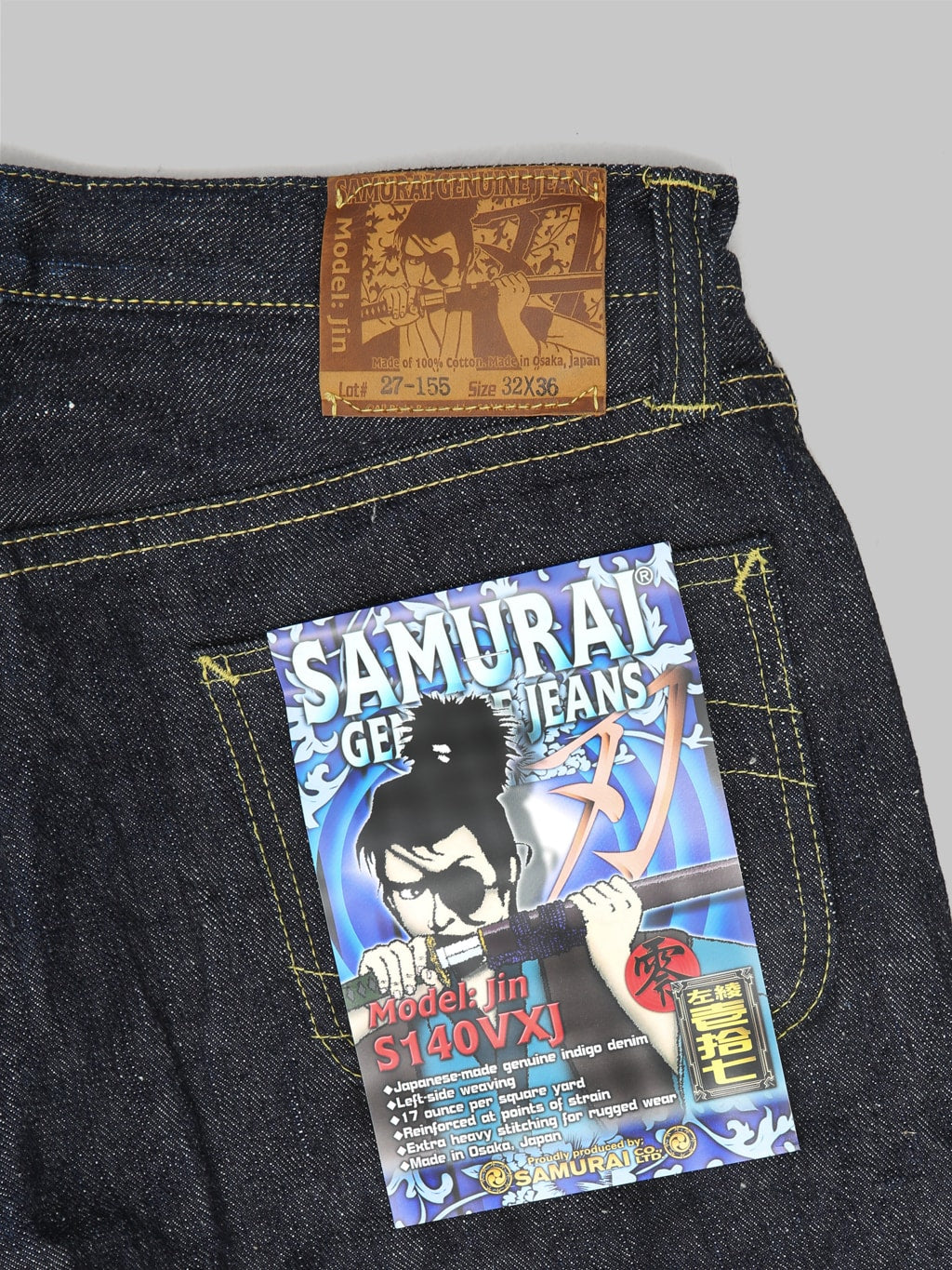 samurai jeans s140vxj jin left hand twill selvedge jeans pocket flasher