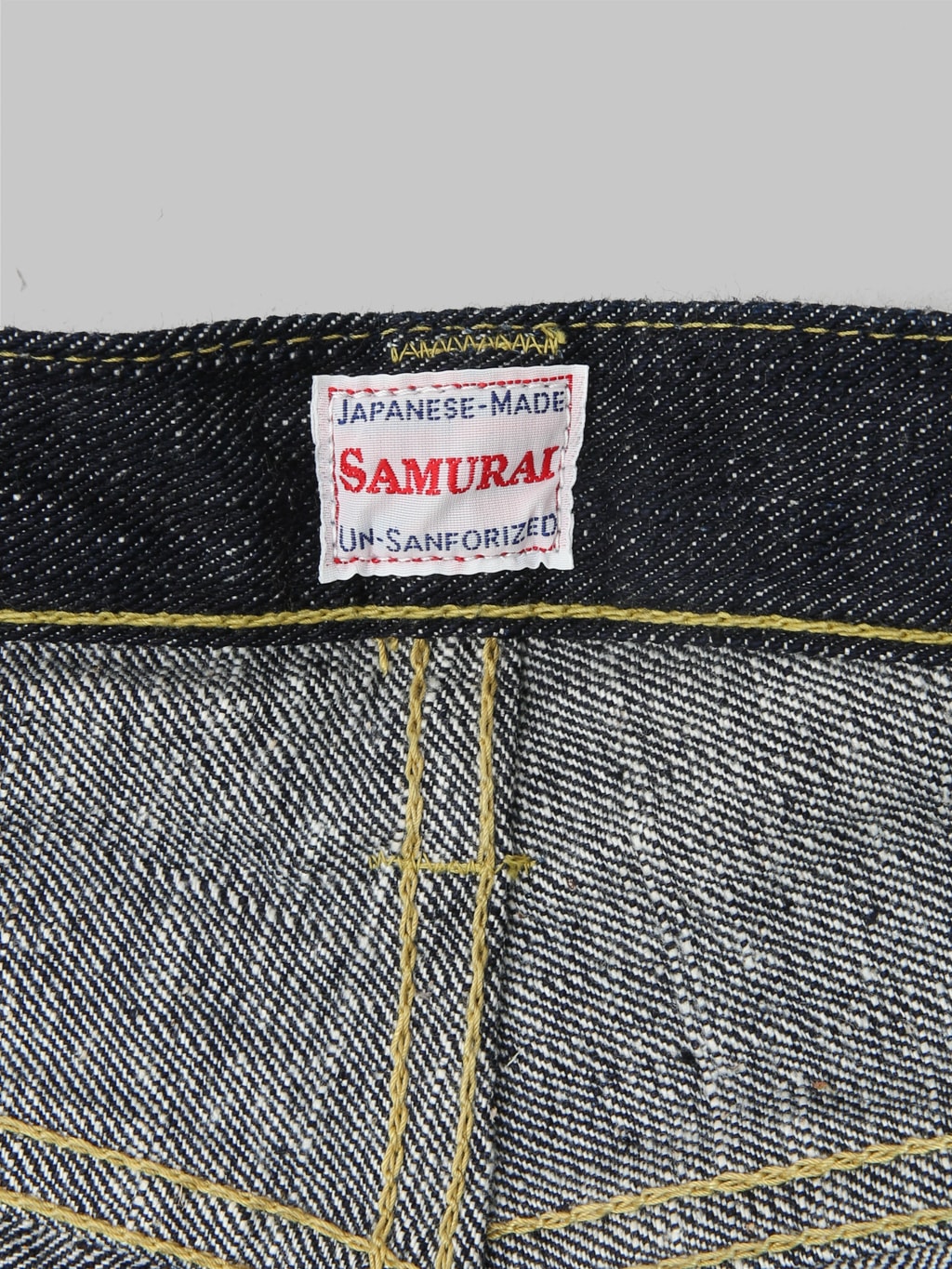 samurai jeans s140vxj jin left hand twill selvedge jeans interior tag