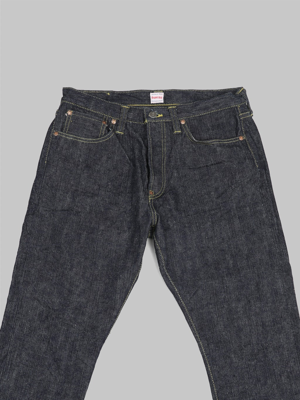 samurai jeans s140vxj jin left hand twill selvedge jeans front details