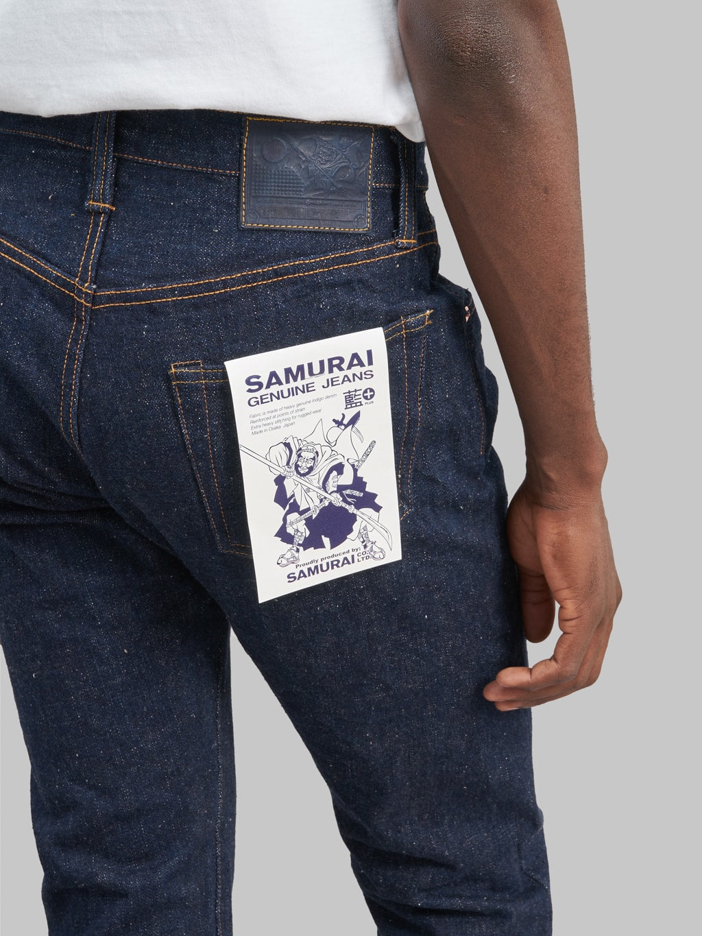 samurai jeans s211ax ai benkei natural indigo 18oz relaxed tapered jeans details