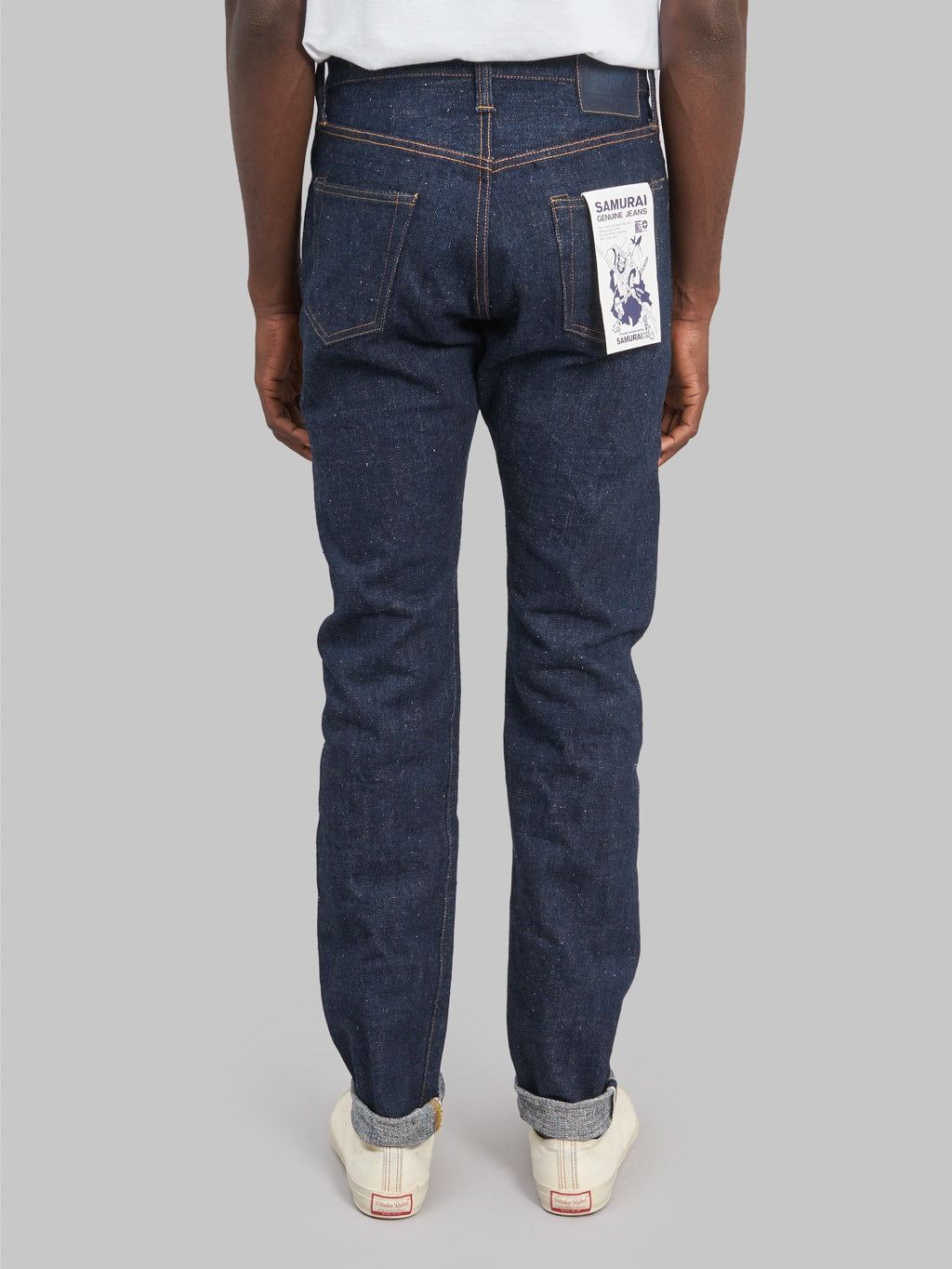 samurai jeans s211ax ai benkei natural indigo 18oz relaxed tapered jeans back