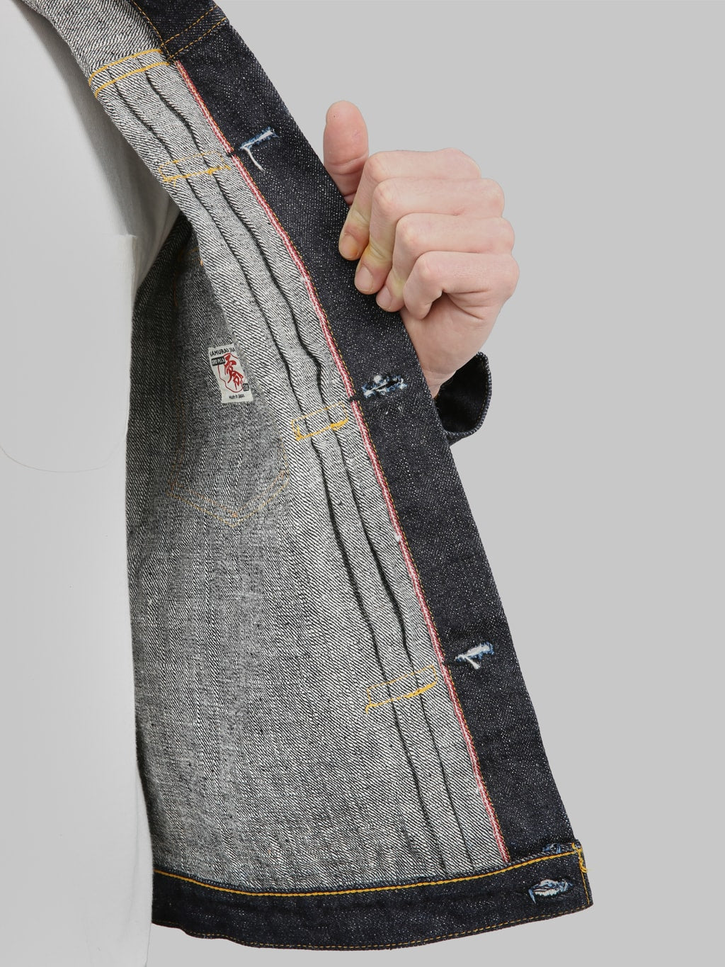 samurai jeans s556vx denim type 1 selvedge jacket interior