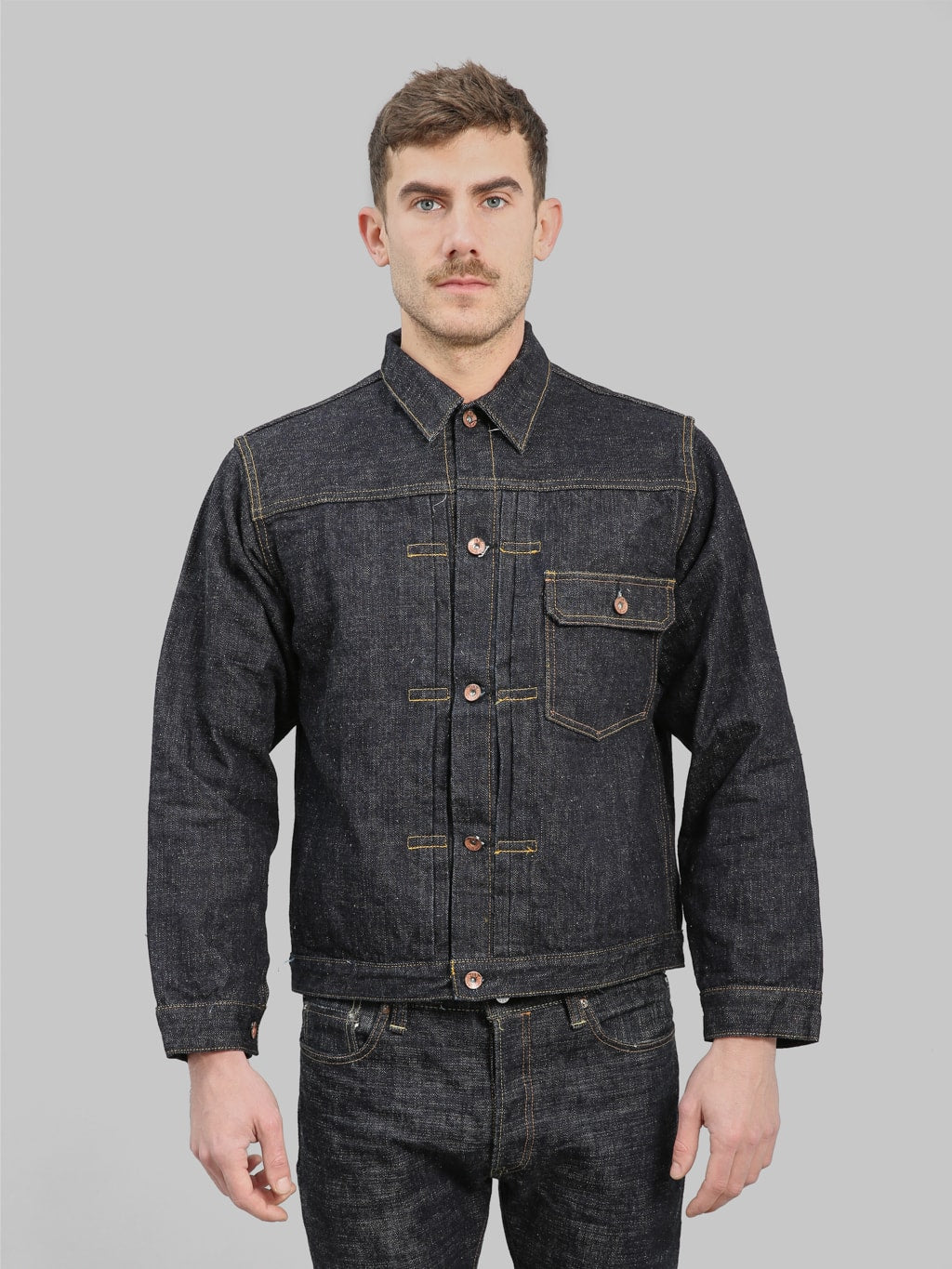 samurai jeans s556vx denim type 1 selvedge jacket buttoned