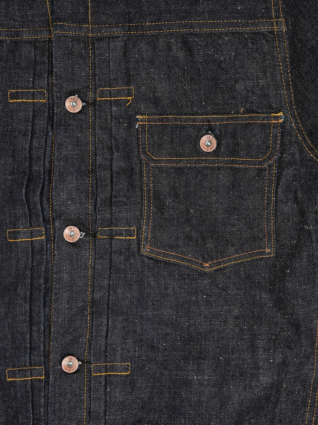 samurai jeans s556vx denim type 1 selvedge jacket front details