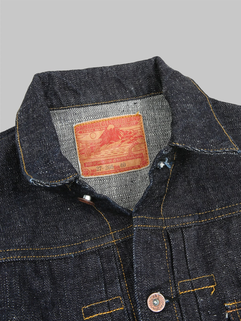 samurai jeans s556vx denim type 1 selvedge jacket leather patch