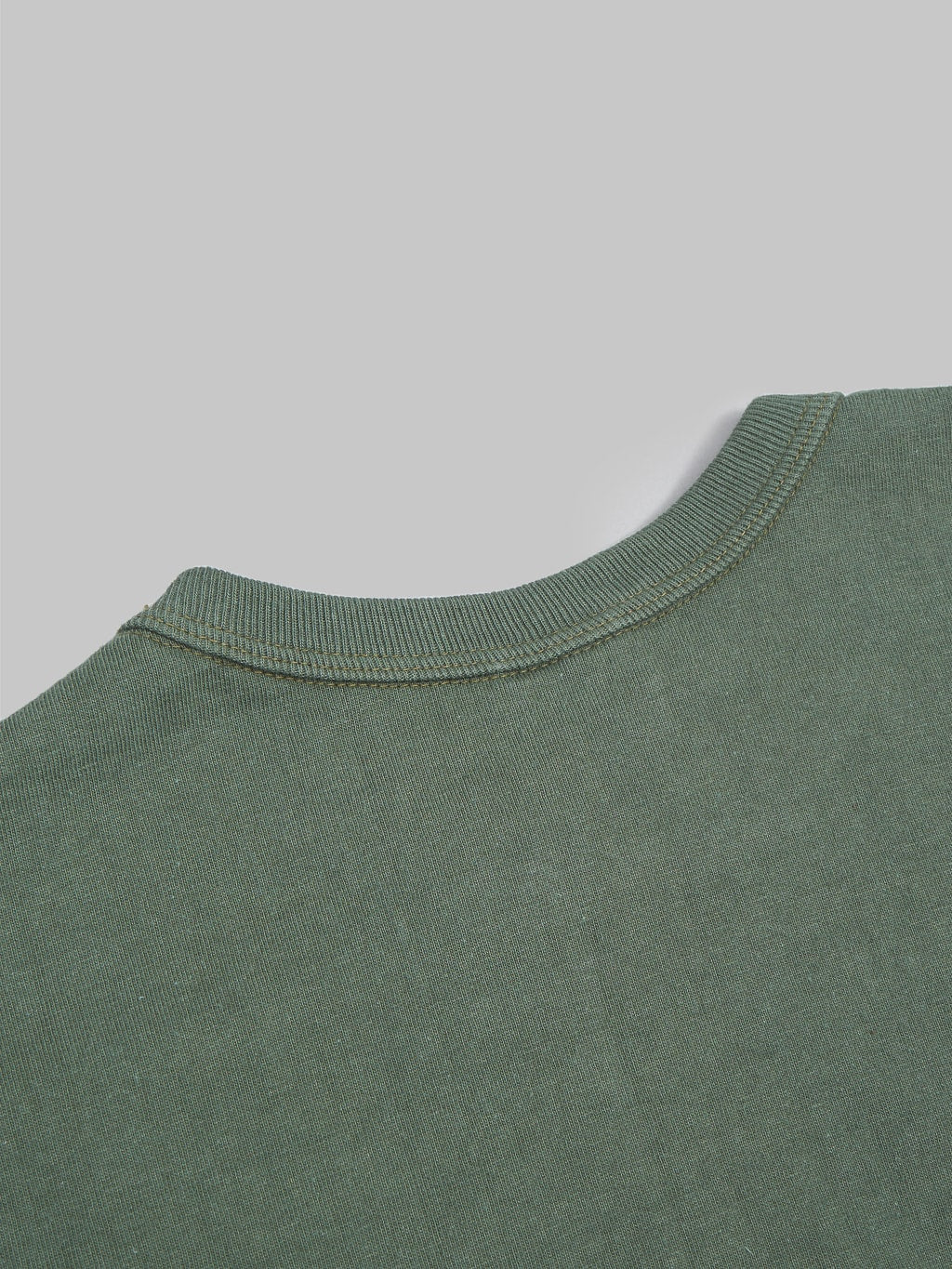 samurai jeans solid plain heavyweight tshirt moss green loopwheeled  back collar