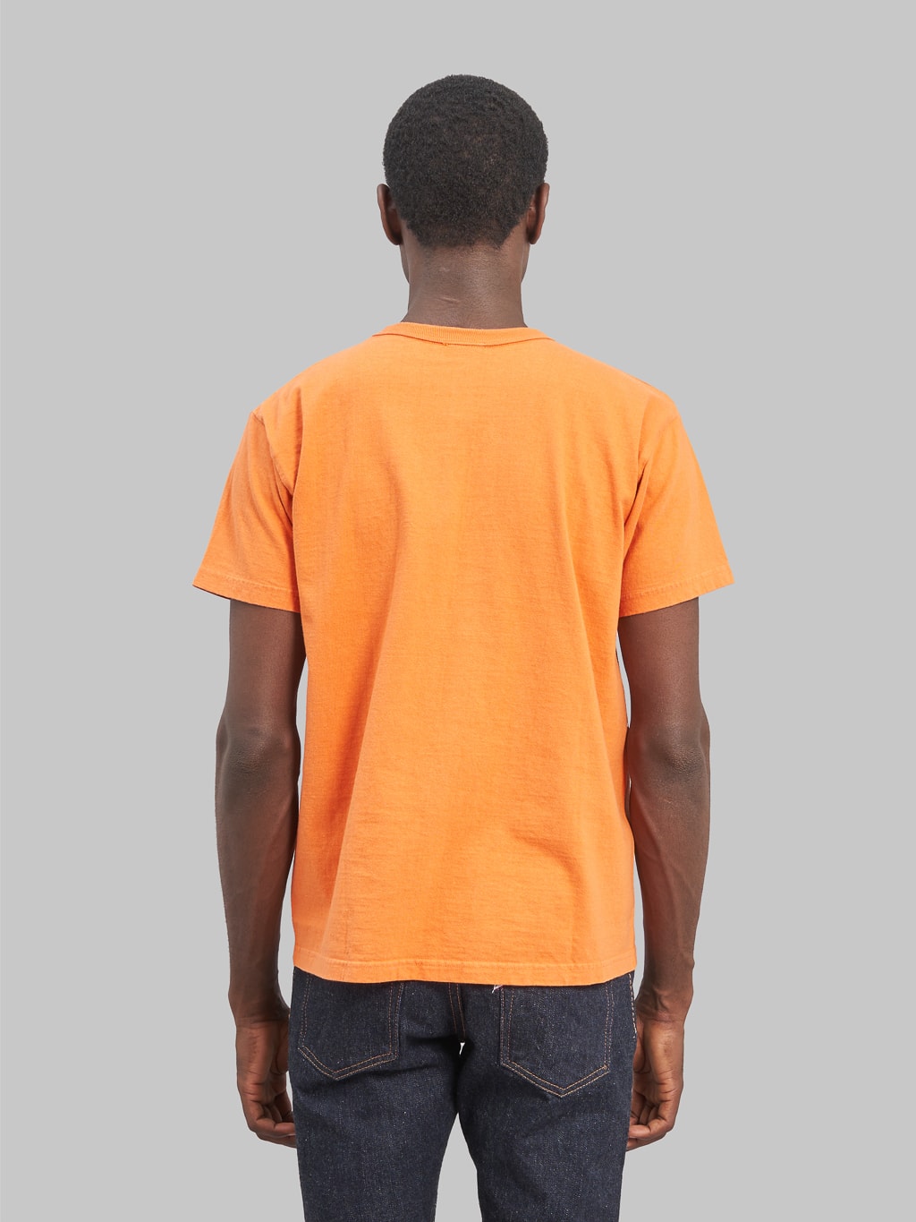 Samurai jeans solid plain heavyweight tshirt orange model back fit