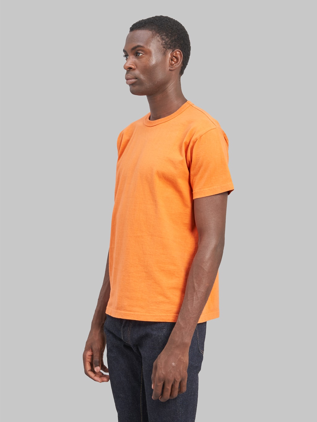 Samurai jeans solid plain heavyweight tshirt orange model side fit