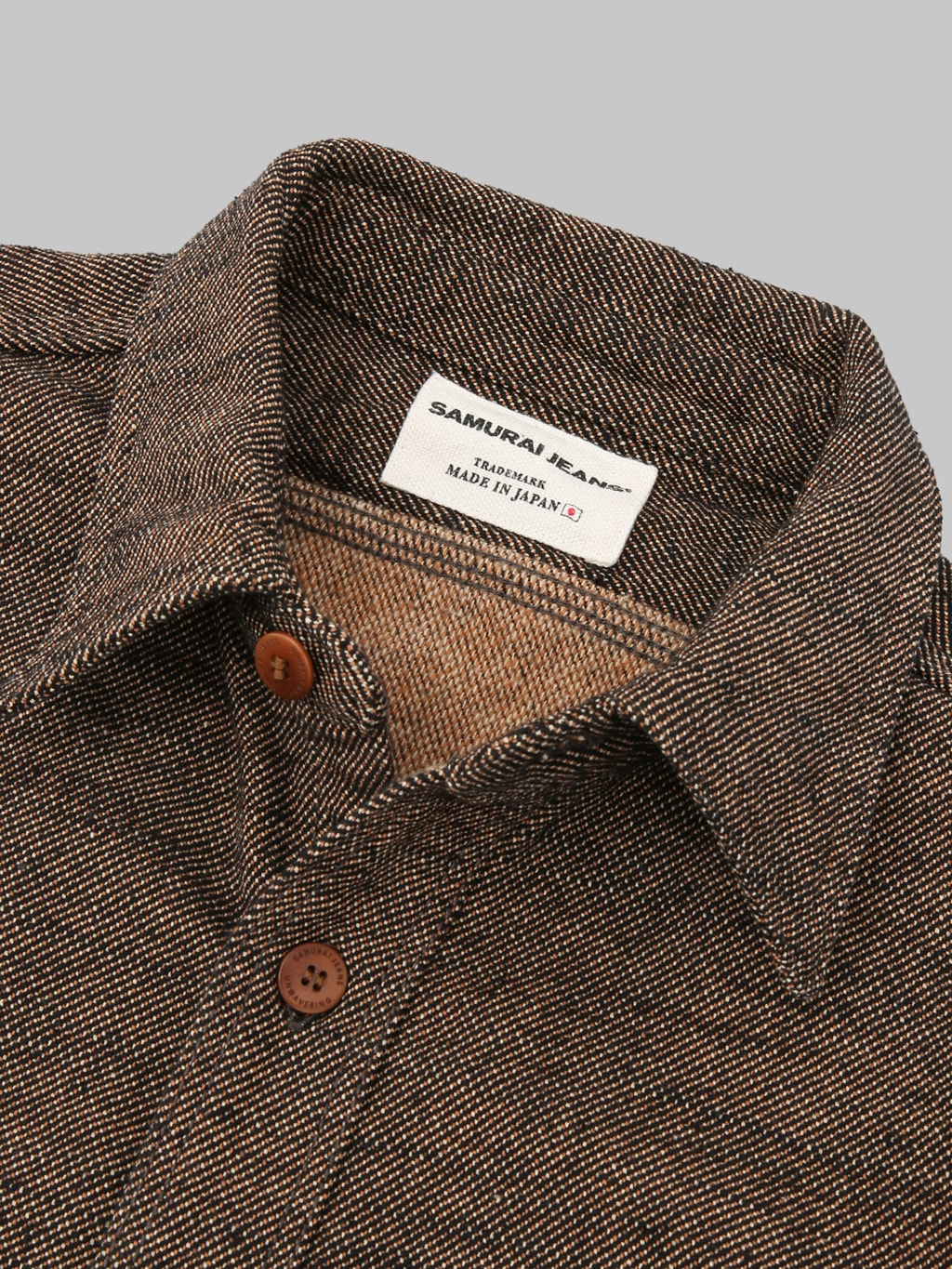 Samurai Jeans SMN25 01W Western Cut Elemental Flannel Black collar button