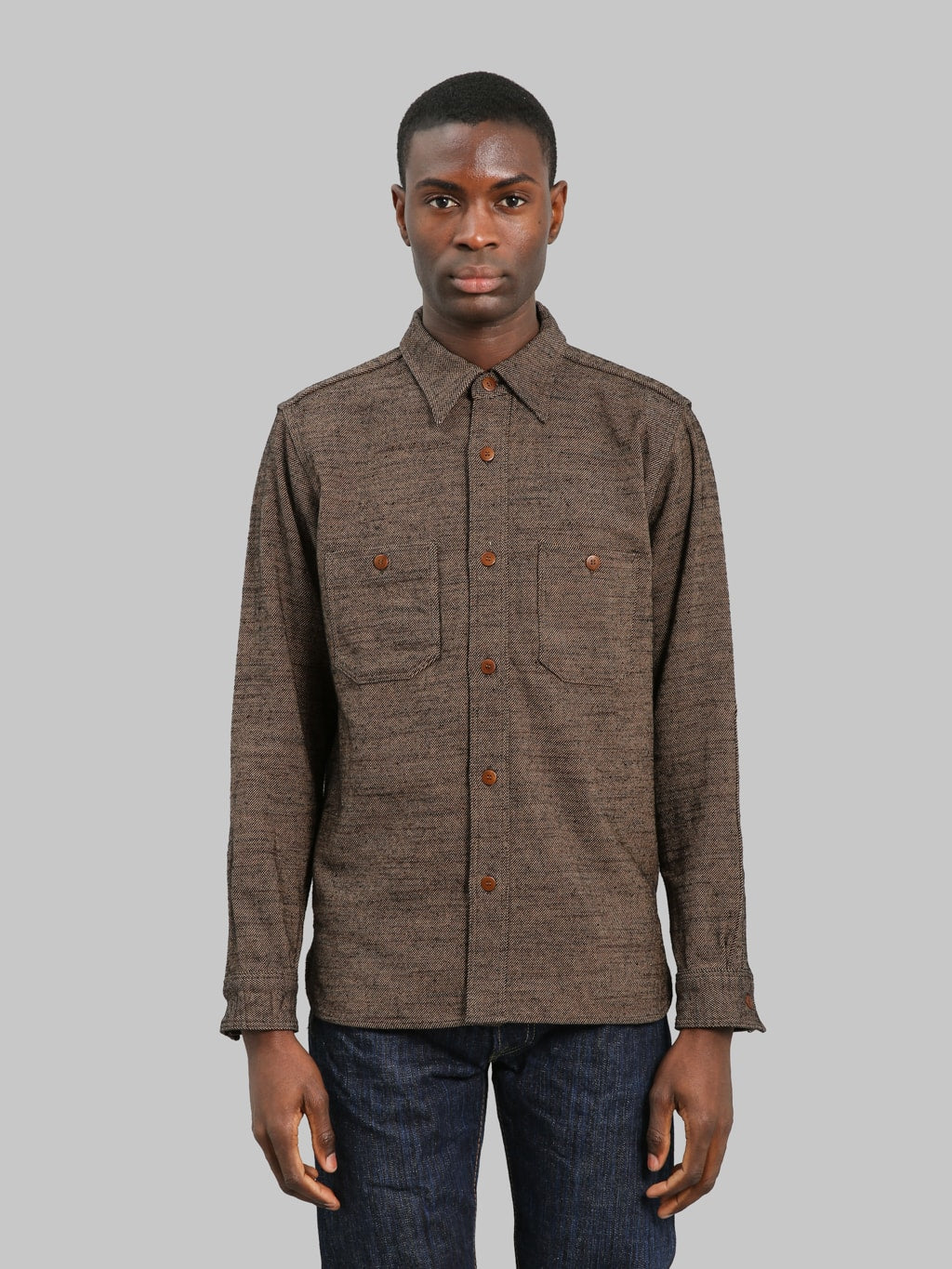 Samurai Jeans SMN25-01W Western Cut Elemental Flannel Shirt Black - Redcast Heritage Co.