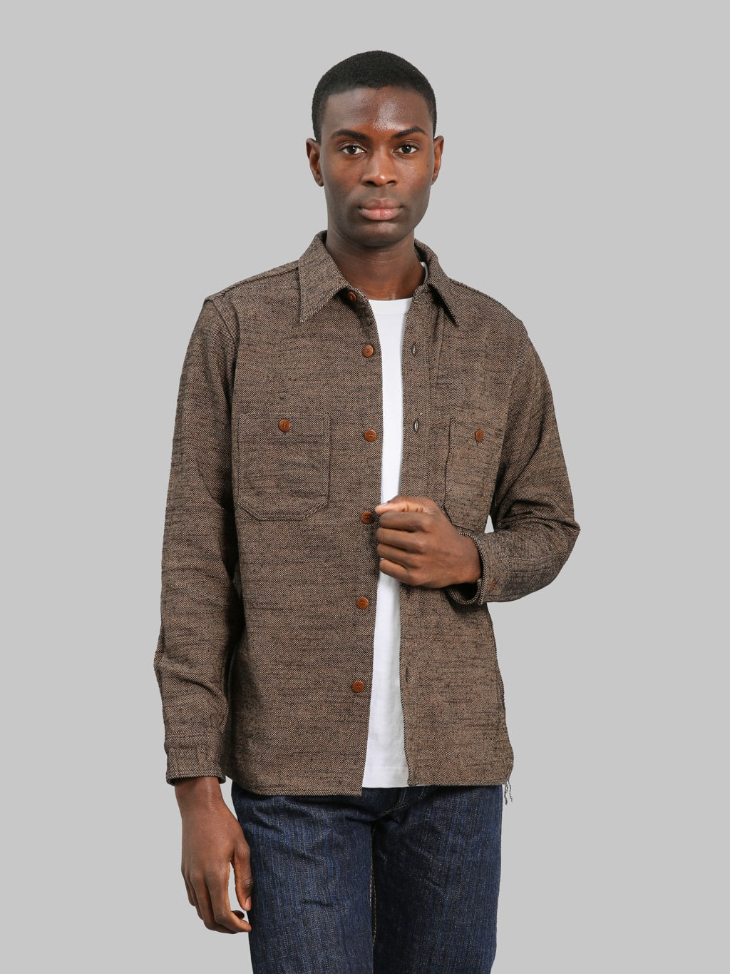 Samurai Jeans SMN25-01W Western Cut Elemental Flannel Shirt Black - Redcast Heritage Co.