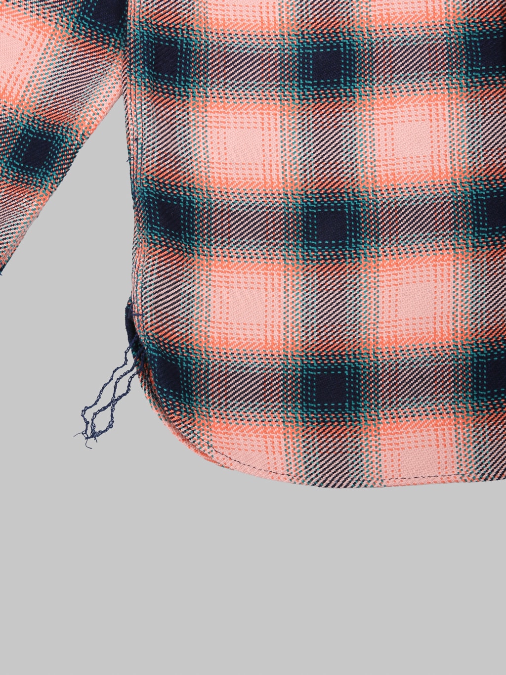 Samurai Jeans SIN25-01W Western Cut Rope Dyed Indigo Flannel Shirt Pink