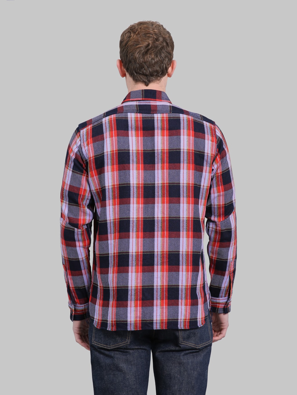 Samurai Jeans SIN25-01W Western Cut Rope Dyed Indigo Flannel Shirt Purple