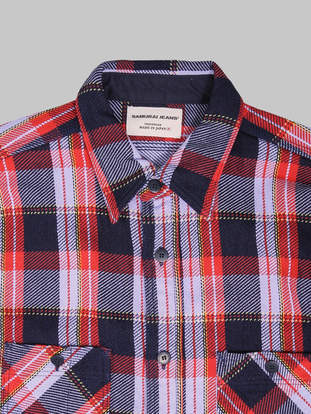 Samurai Jeans SIN25-01W Western Cut Rope Dyed Indigo Flannel Shirt Purple