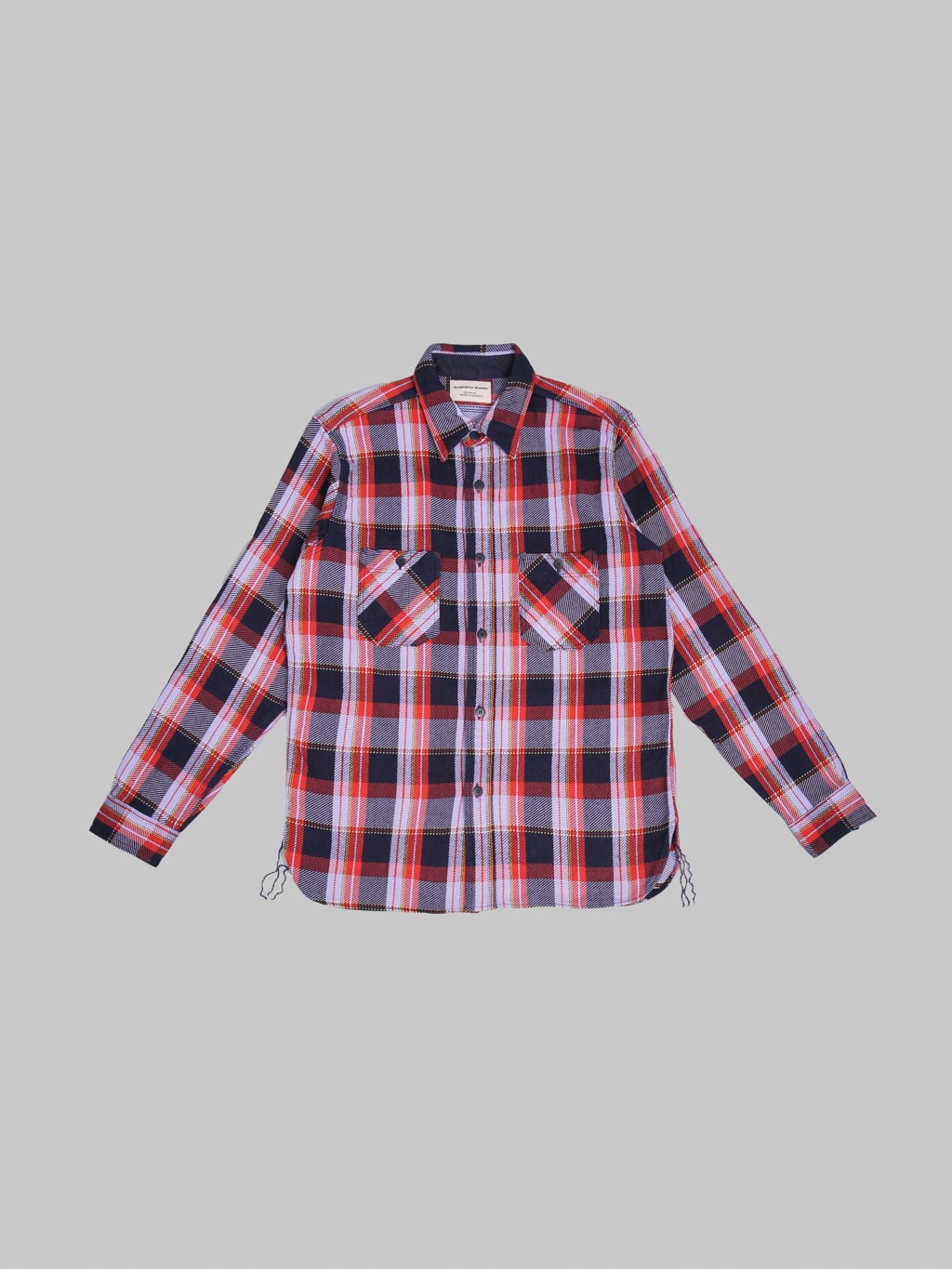 Samurai Jeans SIN25-01W Western Cut Rope Dyed Indigo Flannel Shirt Purple