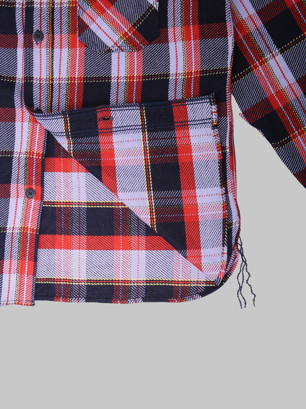 Samurai Jeans SIN25-01W Western Cut Rope Dyed Indigo Flannel Shirt Purple