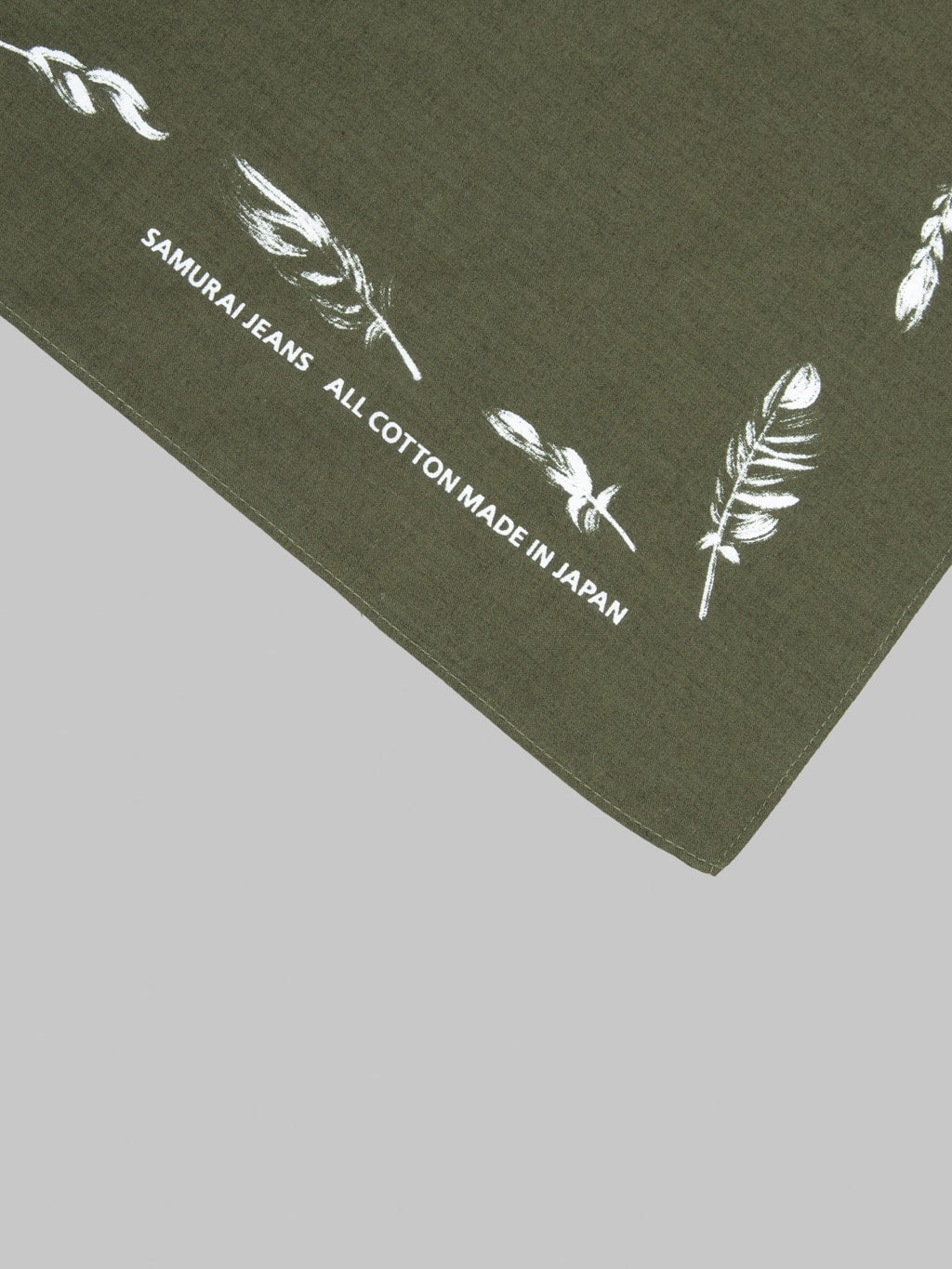 Samurai Jeans SJ02 Yatagarasu Crow Pattern Cotton Bandana Olive 100 cotton