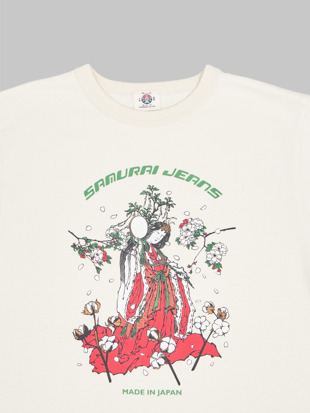 samurai konohana sakuya loopwheel inlay tshirt ivory illustration