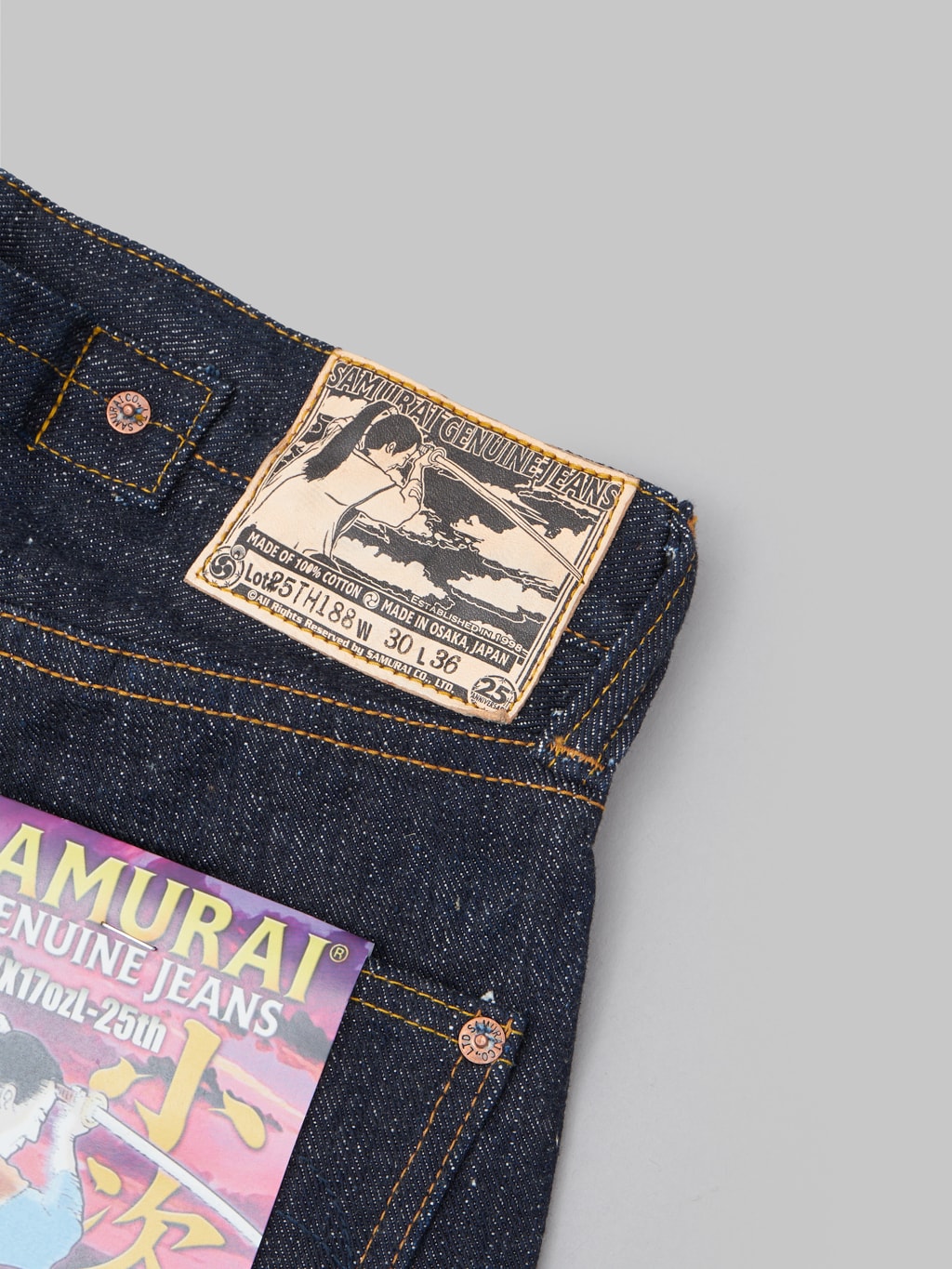samurai s526xx 25th sasaki kojiro 17oz left hand twill straight jeans patch
