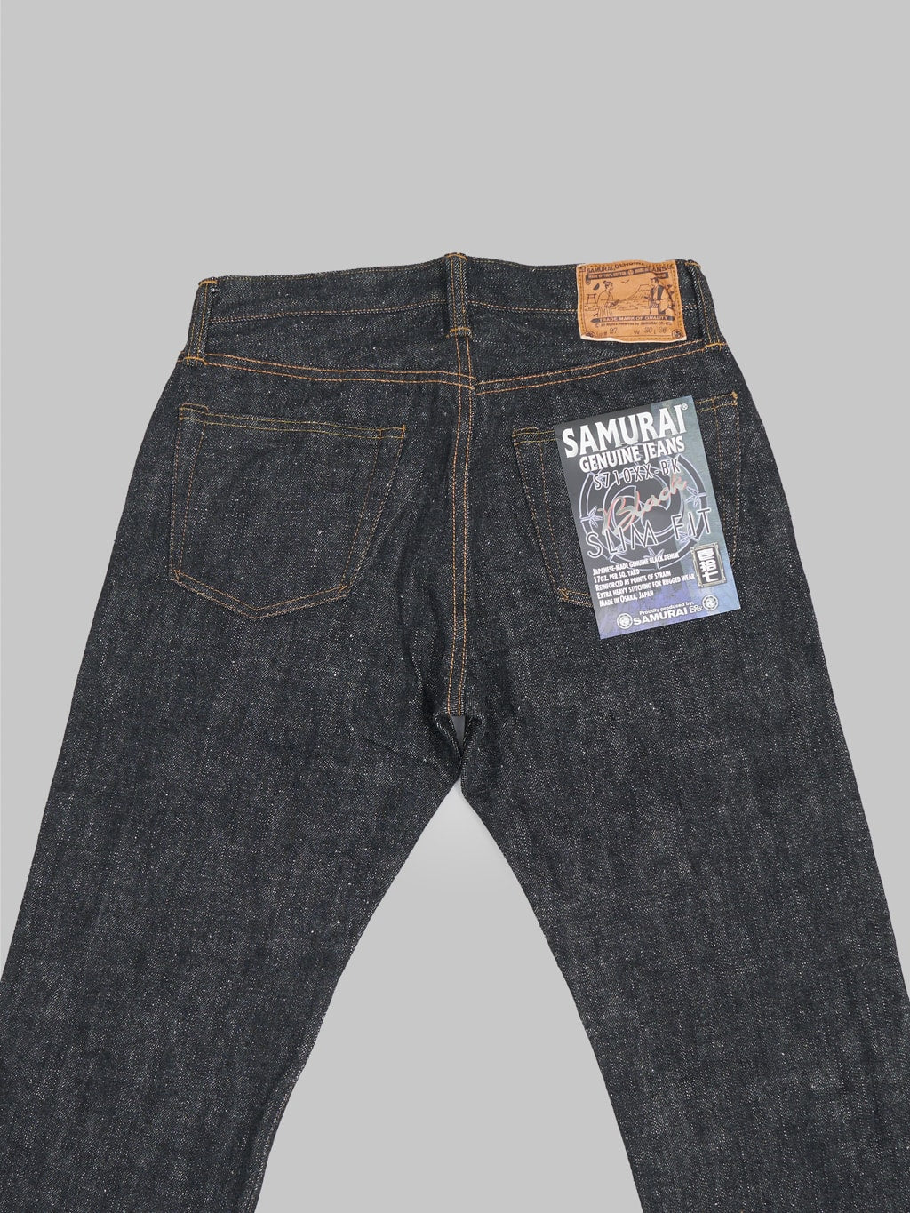 samurai s710xxbk sulfide black denim slim straight selvedge jeans back details