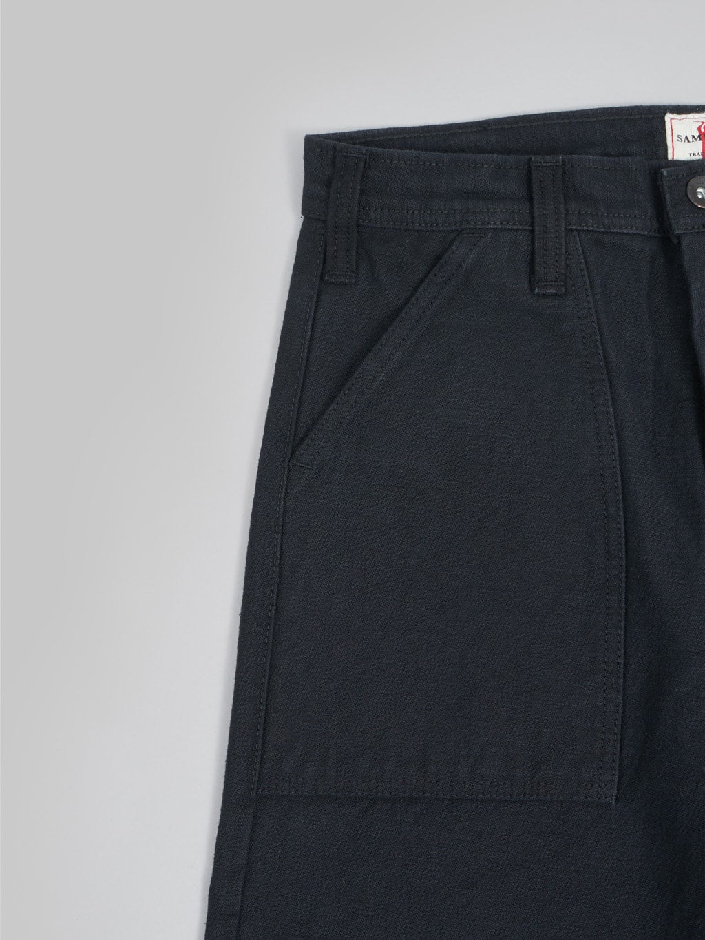 samurai sj52bk black back satin baker pants side pocket