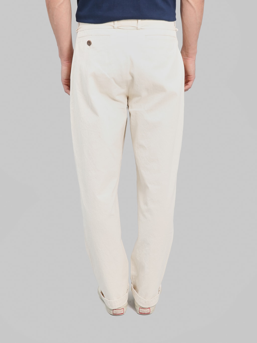 Seuvas 10oz Canvas Tapered 2 Tuck Pants Natural back fit