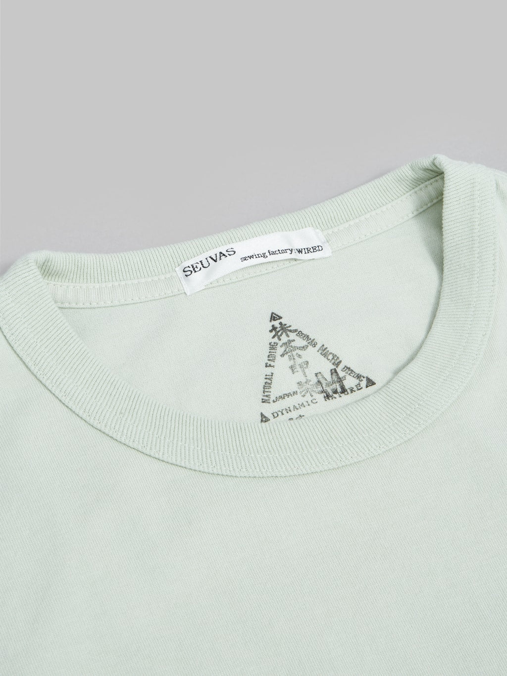 seuvas cotton crew neck tshirt matcha  interior details