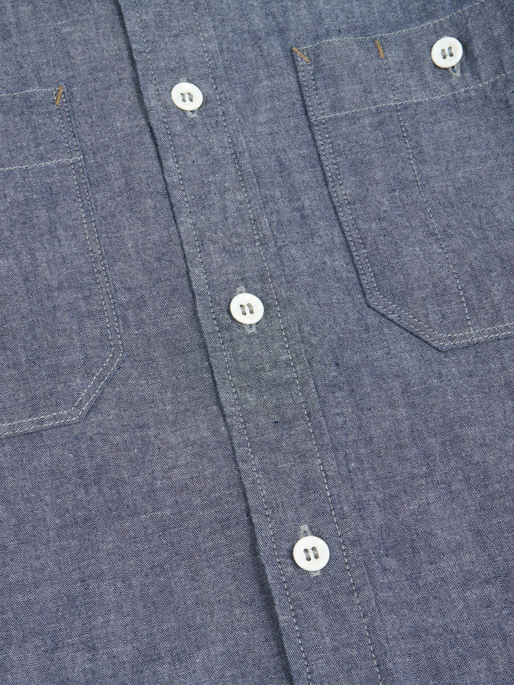 seuvas selvedge indigo chambray work shirt  buttons