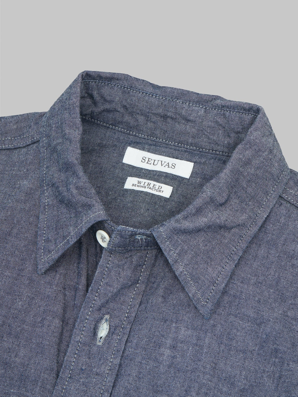 seuvas selvedge indigo chambray work shirt  100 cotton