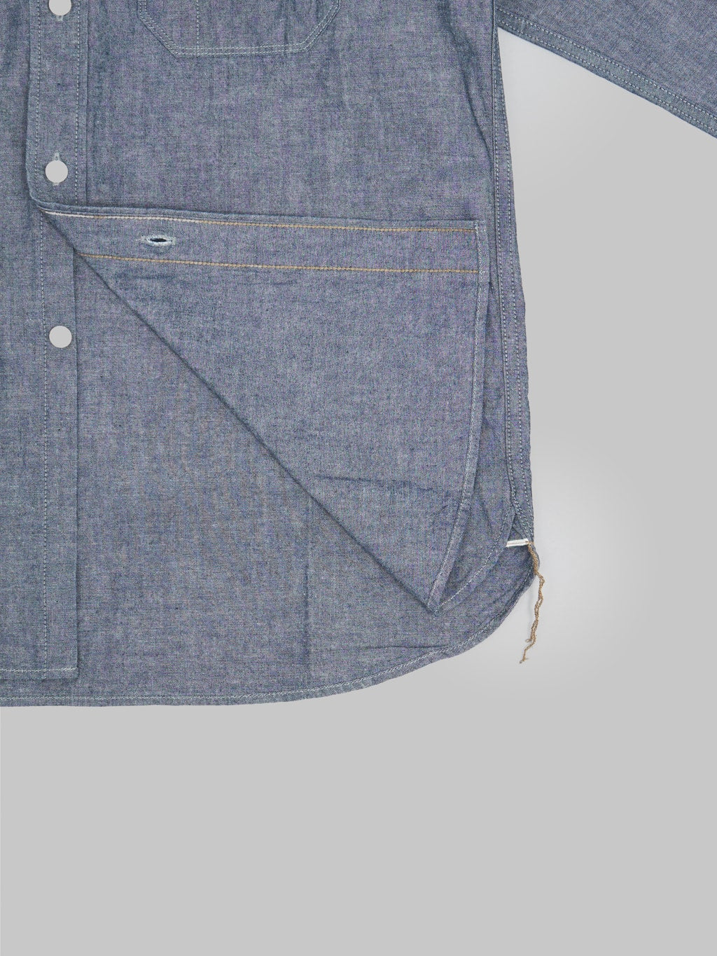 seuvas selvedge indigo chambray work shirt  interior