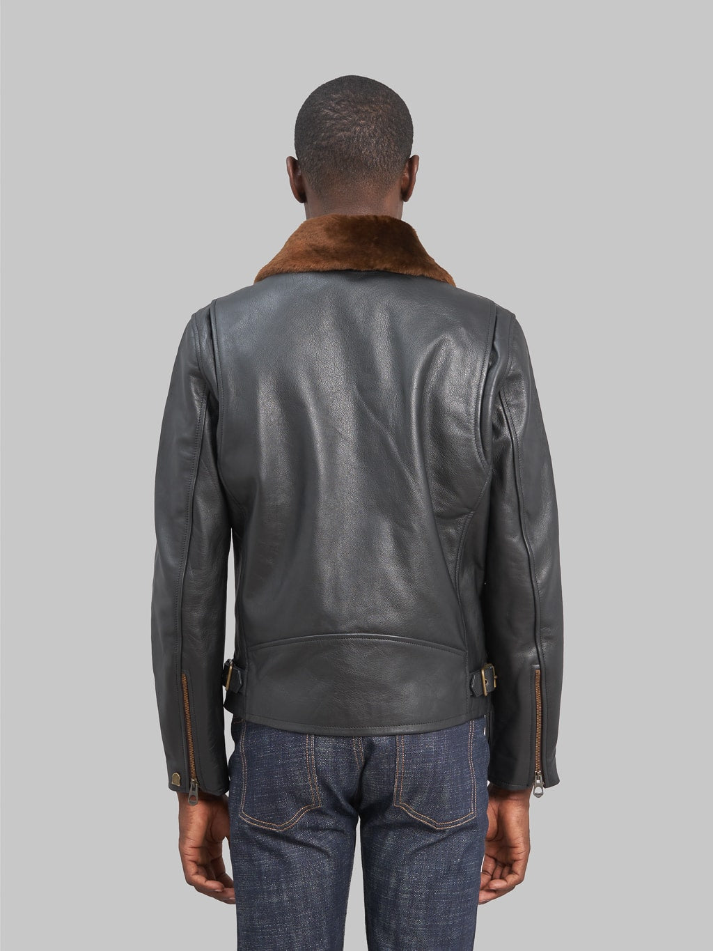 Shangri-La Heritage "Varenne" Fur Collar Black Leather Jacket