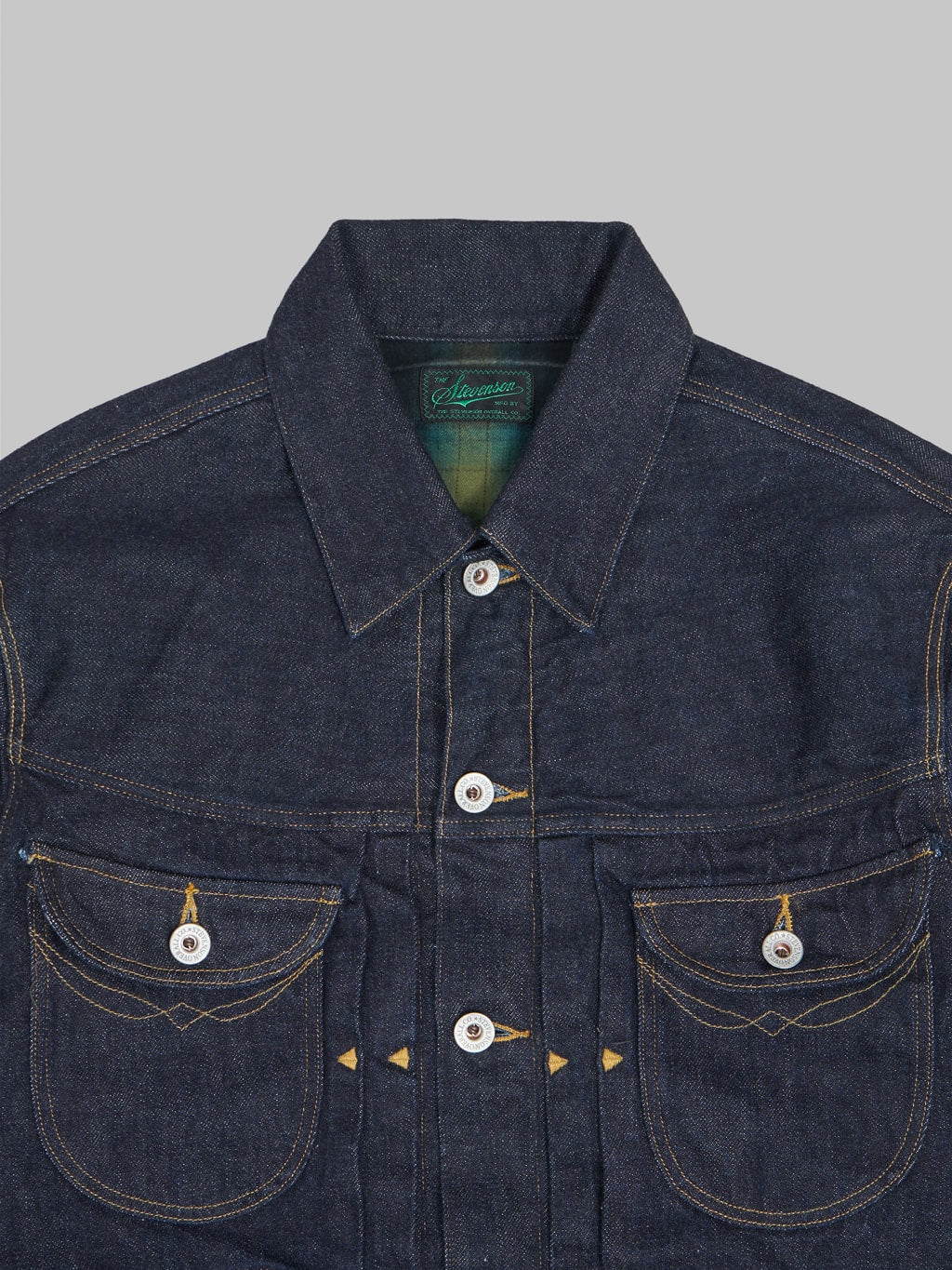 stevenson overall stockman cowboy indigo denim jacket chest pockets