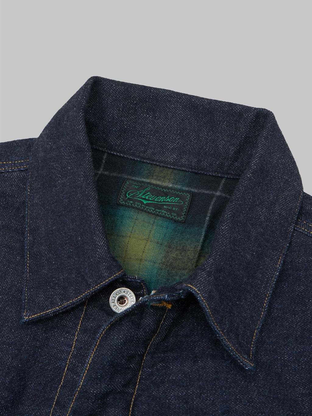 stevenson overall stockman cowboy indigo denim jacket collar